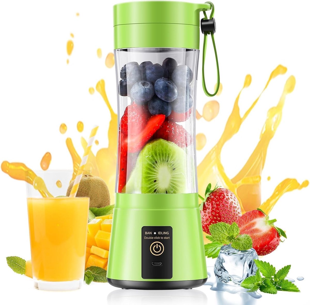 Elektrische sapcentrifuge - Blender - blender to go - Sapbeker - Draagbare blender - ABS - Groen