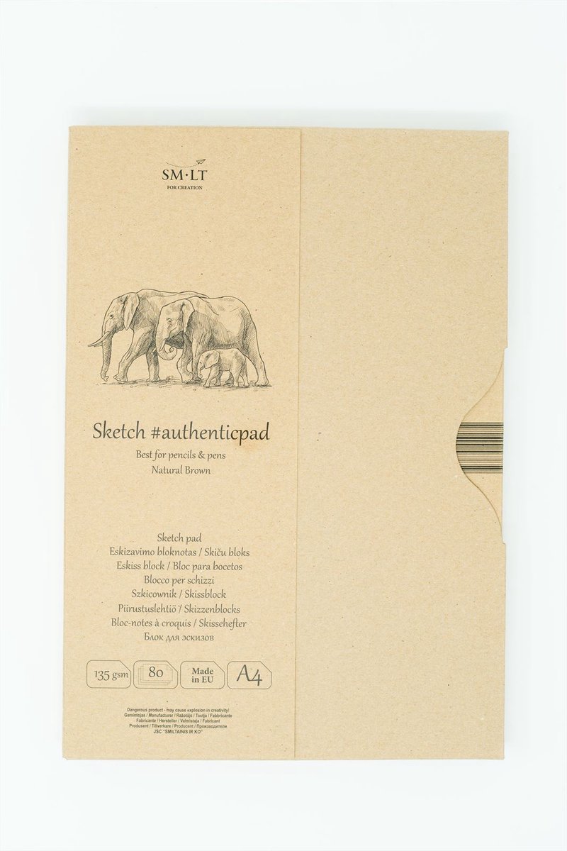 SMLT schetsblok papiermap A4 135gr 80 vel bruin creatief tekenen.