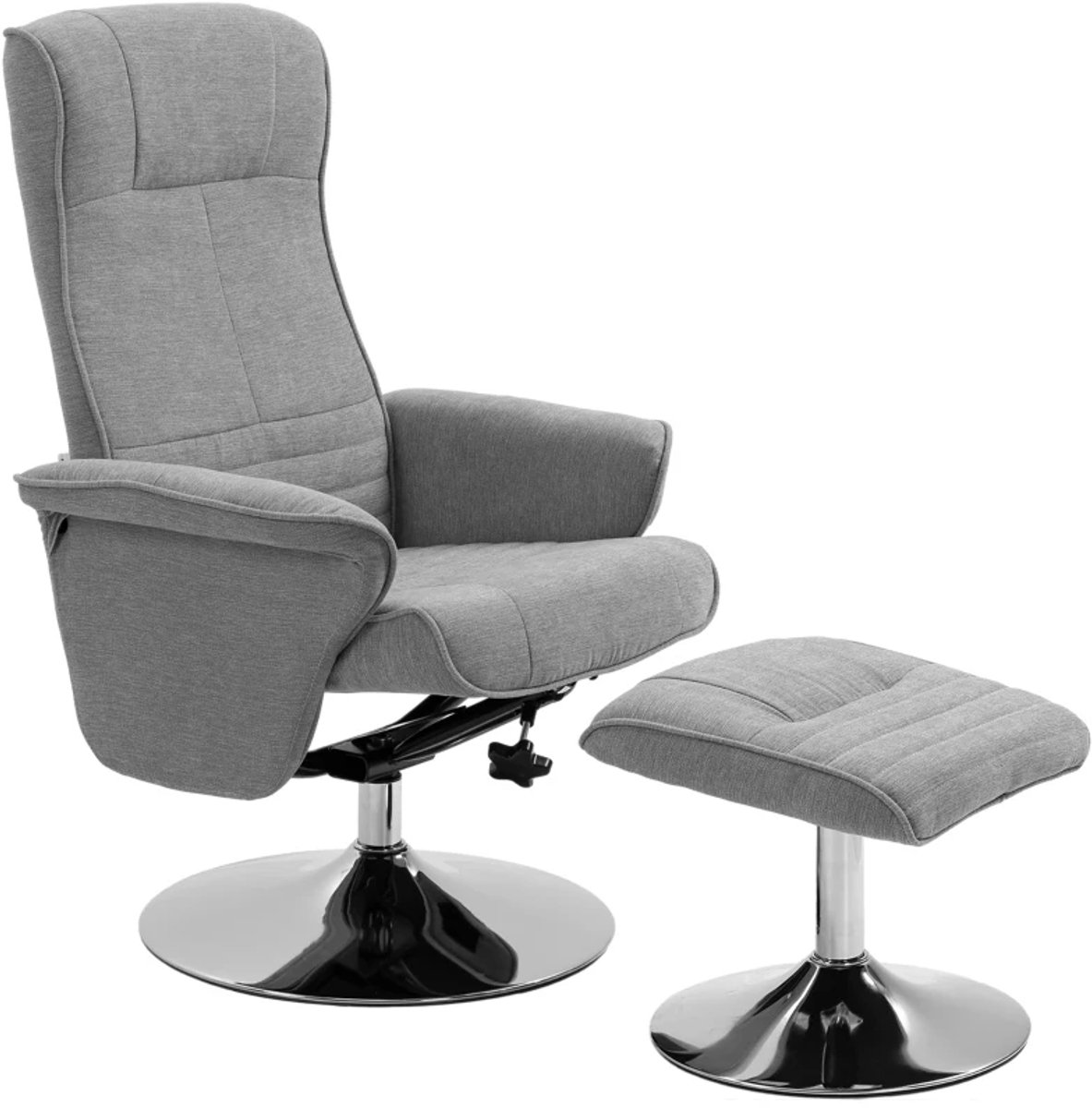 Relaxfauteuil met Voetenbank - 360° Draaibaar - Kantelbaar tot 135° - Verstelbare Rugleuni