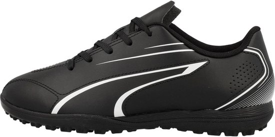 Chaussures de football Puma Vitoria TT Astro Turf, noires et blanches, taille 43, pour hommes.