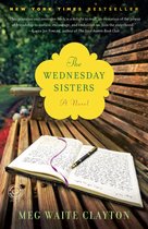 Boekomslag van "The Wednesday Sisters" met een open notitieboekje en pen op een houten bankje.