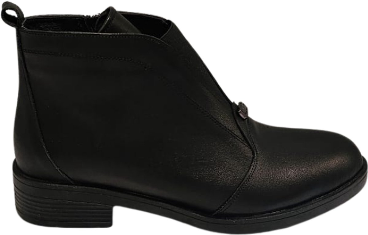 Berussa dames laarzen- Enkellaarjes-Leren Dames Boots met Blokhak - Echt Leer - Zachte Suède Voering - Platformzool - Zwart 36-40
