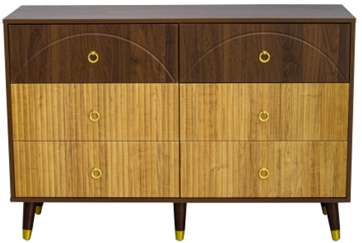 Opbergkast 120X40X81 cm Modern Dressoir Kast Natuur MDF Spaanplaat Zes Grote Lades Voor Op
