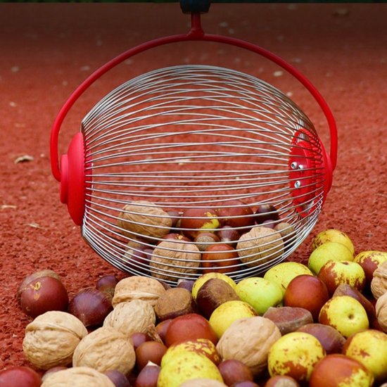 1 stuk - Fruitplukkers - Fruit en Noten Rapen Roller - Handmatige Opraper voor Appels， Walnoten en Kastanjes， Vermijd Buigen met deze Snelvullende Oogsthelper - Rood van Merkloos	 — afbeelding 2