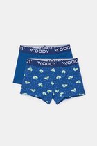 Woody - Duopack Boxers - Donkerblauw + kameleon print - 12 jaar