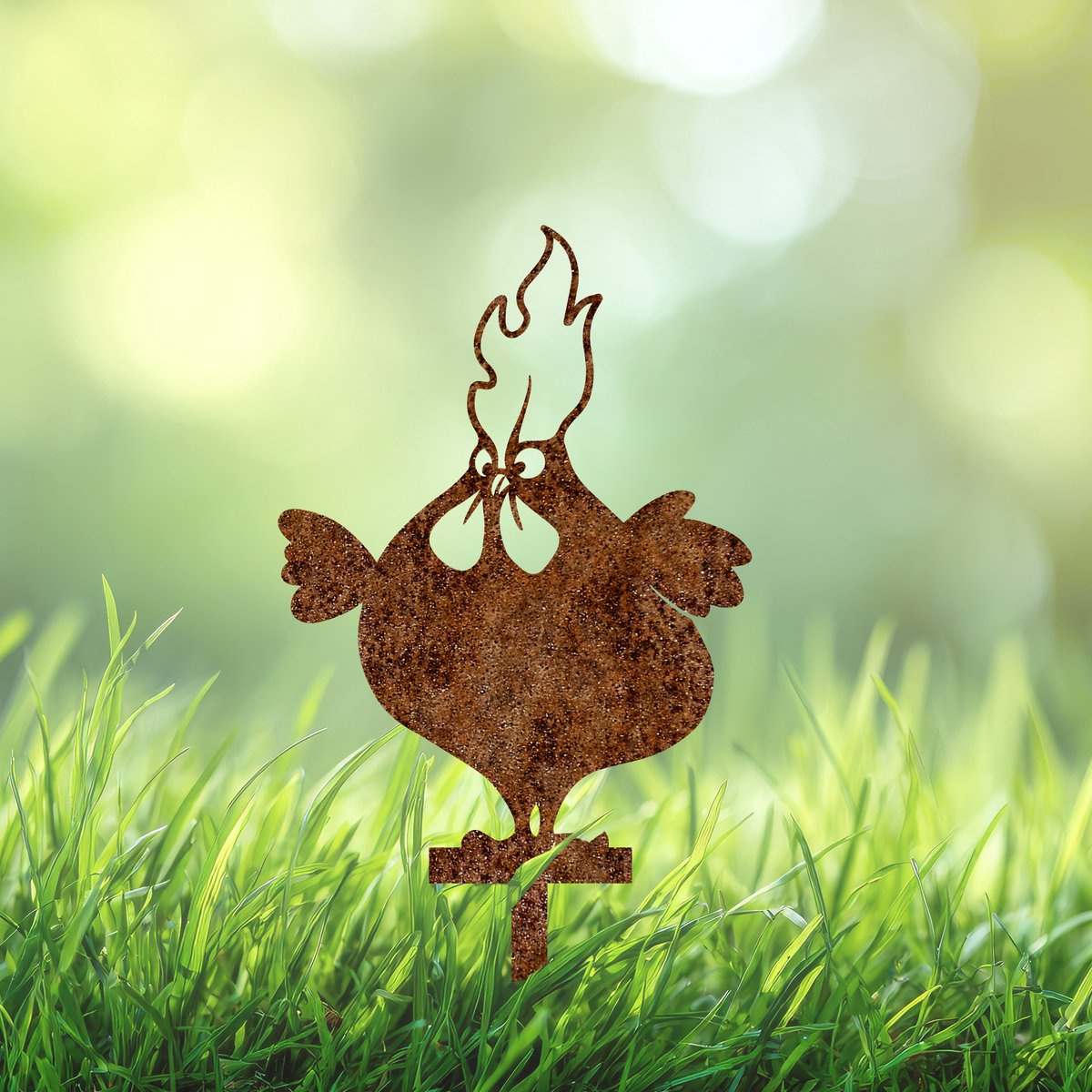Cortenstaal Kip Tuinsteker – Tuindecoratie “Bep de Dikke Kip” – Silhouet – Roest Buiten Ornament
