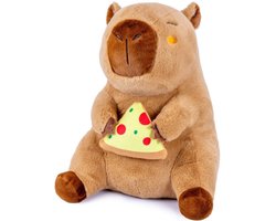 Capybara met Pizza Pluche Knuffel XL 65 cm - Grote XXL Capibara Knuffels - Knuffeldier Knuffelvriend - Groot Dierenknuffel - Kapibara Kapybara - Speelgoed Kawaii Kussen TikTok Plush Toy