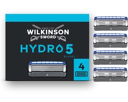 Wilkinson Sword Hydro 5 Navulmesjes voor mannen, huidhydratatie, mesjes met carboncoating, 4 stuks