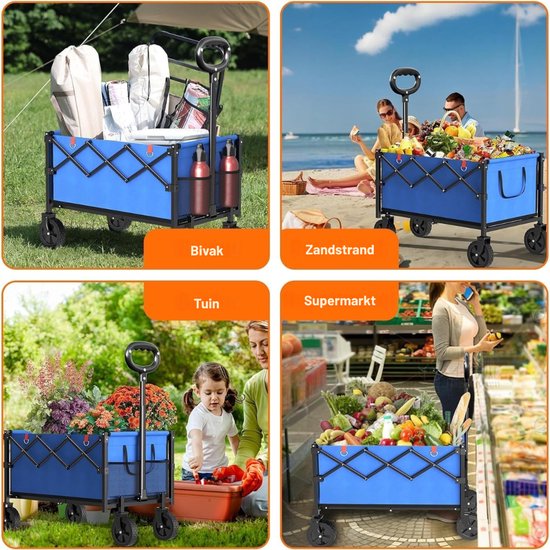 Quvo® Bolderkap Opvouwbaar Luchtbanden - Bolderkar - Bolderkar Opvouwbaar - 160 kg - Blauw- 45cm x 42cm x 95cm van Quvo® — afbeelding 2