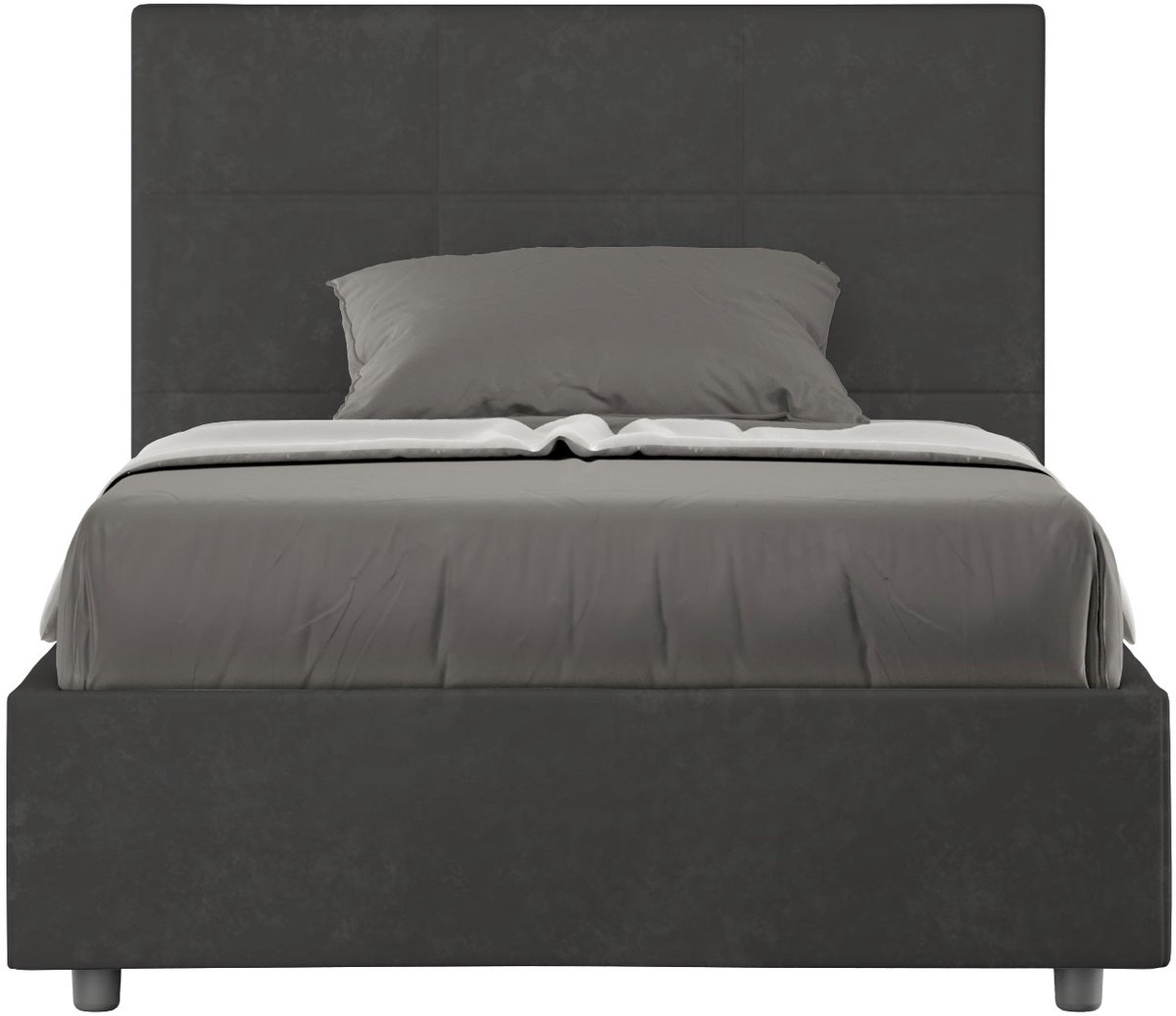 Mika grijs microvezel queensize bed met gewatteerde container 120x190