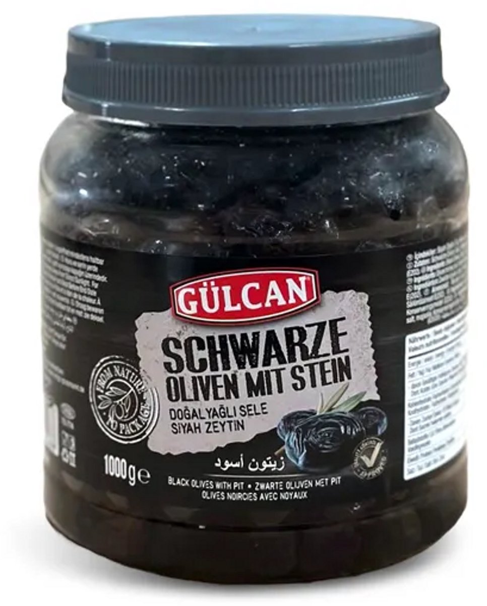 Gulcan Silver OlieSele Zwarte Olijven L 261/320 – Natuurlijk Gefermenteerd, Minder Zout, Extra Groot & Vol van Smaak 1 kg - Yagli Sele Siyah Zeytin Black Olives – Naturally Fermented, Extra Large & Full-Flavored