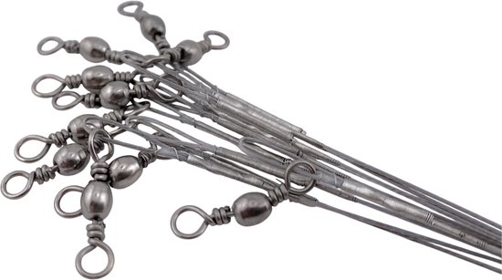 S&D - Stalen onderlijn vissen - 10 stuks - Zilver - 14kg 25cm - Hengelsport - Voor roofvissen met kunstaas van S&D — afbeelding 3