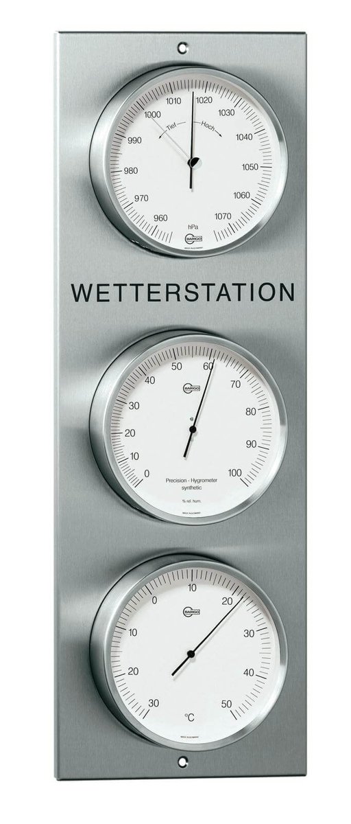 Barigo 306 - buiten weerstation - edelstaal - 520 x 180 mm - Barometer - thermometer - hygrometer