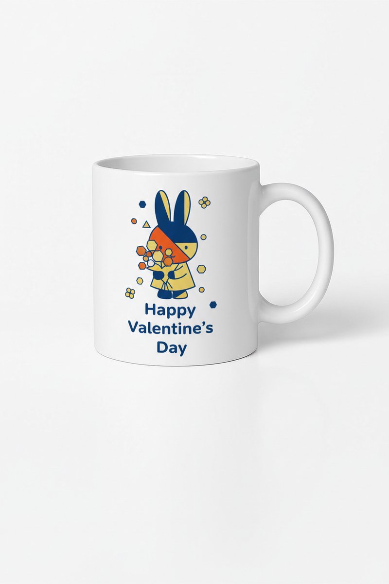 Mok 'Happy Valentine's Day' met Schattig Konijn Design - Perfect Valentijnscadeau