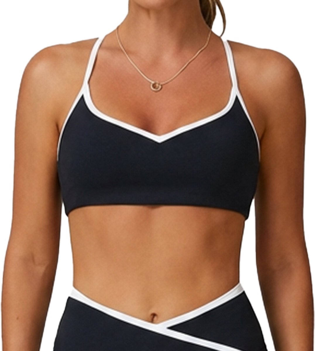 Sport bh dames – Seamless sporttop dames met verstelbare bandjes – Comfortabele shaping fit – Ademend & squat-proof – Impulse Fitwear Contour – Zwart – Maat L