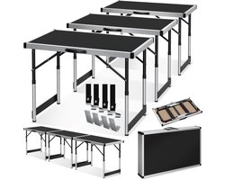 tectake® Aluminium Behangtafel - 3 Stuks - 100 x 60 cm - MDF-panelen - Inklapbare Behang Tafel - Ook te gebruiken als Campingtafel, Partytafel, Rommelmarkttafel, Werktafel - Vouwtafel - Klaptafel - Zwart