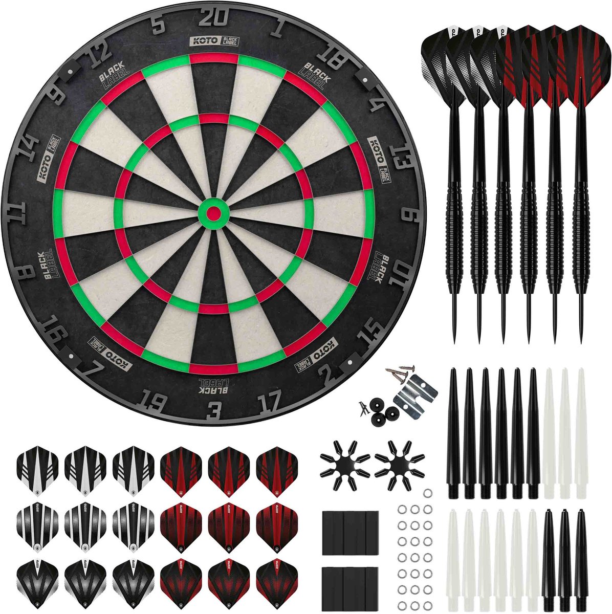 KOTO Black Label + 2 Sets KOTO Dartpijlen - 90-Pieces - Dartset