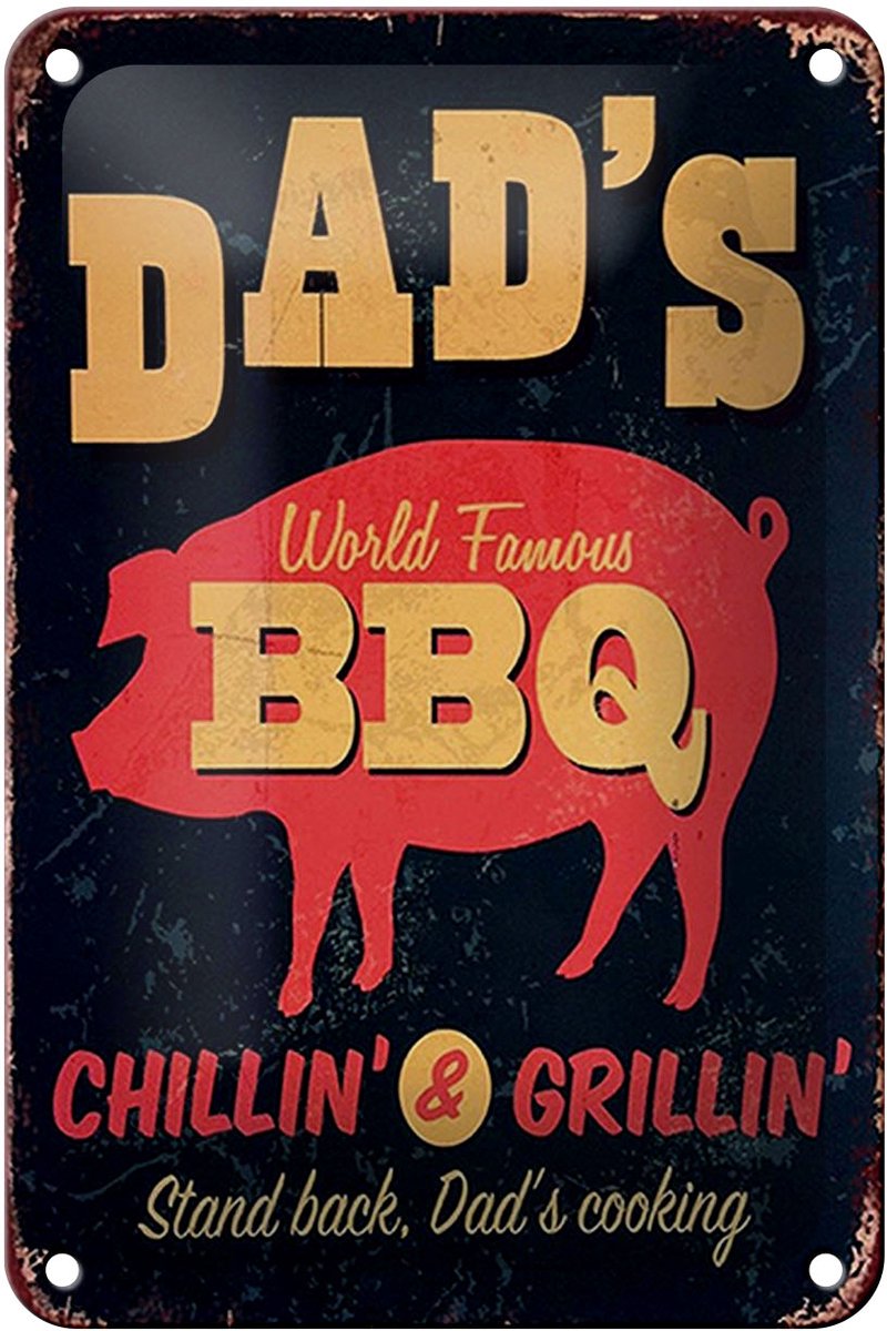 Blechschild Spruch 12x18cm Dad´s world famous BBQ grillin