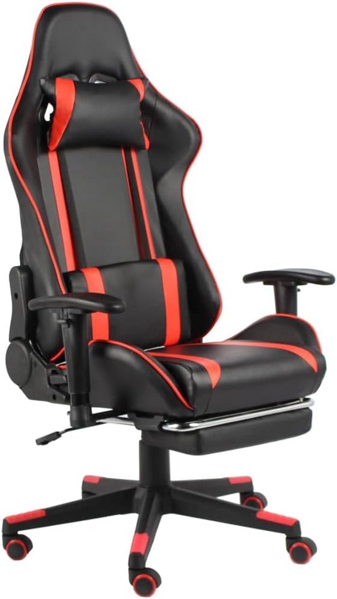 Comfortabele Gamingstoel met Voetensteun en Verstelbare Rugleuning - Rood