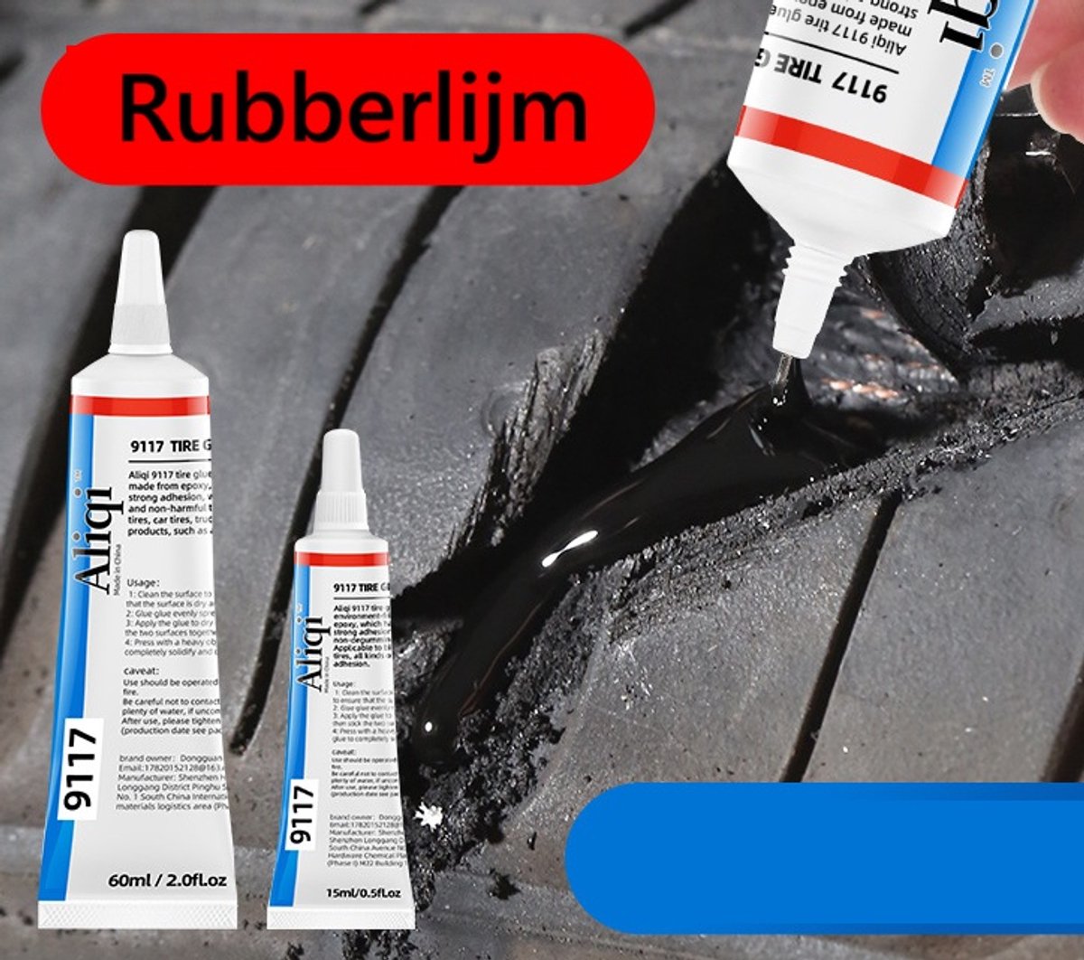 Bandenreparatieset – Instant Lijm Voor Autobanden, Motorfiets, Fiets – Rubberen Afdichtmiddel, 2x 50ml, Temperatuurbestendig -50 Tot 180°C, Met Schraper & Tuit