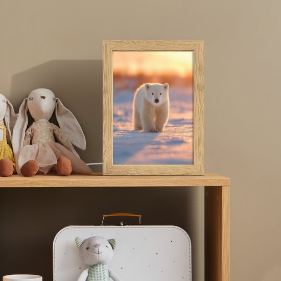 Nachtlampje 15x20 cm - Kinder lamp - Ijsbeer - Sneeuw - Zonsopgang - Tafellamp kinderkamer - Slaapkamer lamp - Bedlamp kinderen - Kinderlampje stopcontact - Wandlamp babykamer - Nachtlampjes van Merkloos — afbeelding 3