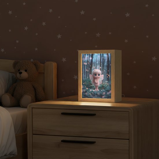 Nachtlampje 15x20 cm - Kinder lampje - Elfje - Cartoon - Bos - Lichtjes - Tafellamp kinderkamer - Slaapkamer lamp - Bedlamp kinderen - Kinderlampje stopcontact - Wandlamp babykamer - Nachtlampjes van Merkloos — afbeelding 2