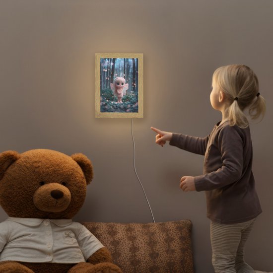 Nachtlampje 15x20 cm - Kinder lampje - Elfje - Cartoon - Bos - Lichtjes - Tafellamp kinderkamer - Slaapkamer lamp - Bedlamp kinderen - Kinderlampje stopcontact - Wandlamp babykamer - Nachtlampjes van Merkloos — afbeelding 5
