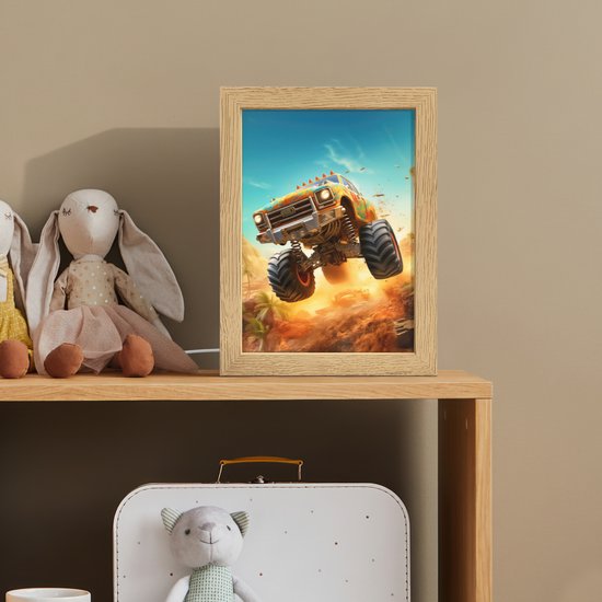 Nachtlampje 15x20 cm - Kinder lamp - Monstertruck - Kind - Jongen - Auto - Tafellamp kinderkamer - Slaapkamer lamp - Bedlamp kinderen - Kinderlampje stopcontact - Wandlamp babykamer - Nachtlampjes van Merkloos — afbeelding 3