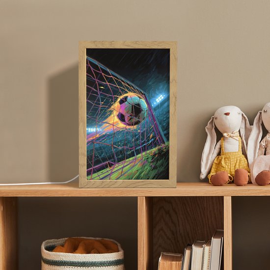 Nachtlampje 20x30 cm - Kinder lamp - Goal - Voetbal - Vuur - Stadion - Tafellamp kinderkamer - Slaapkamer lamp - Bedlamp kinderen - Kinderlampje stopcontact - Wandlamp babykamer - Nachtlampjes van Merkloos — afbeelding 3