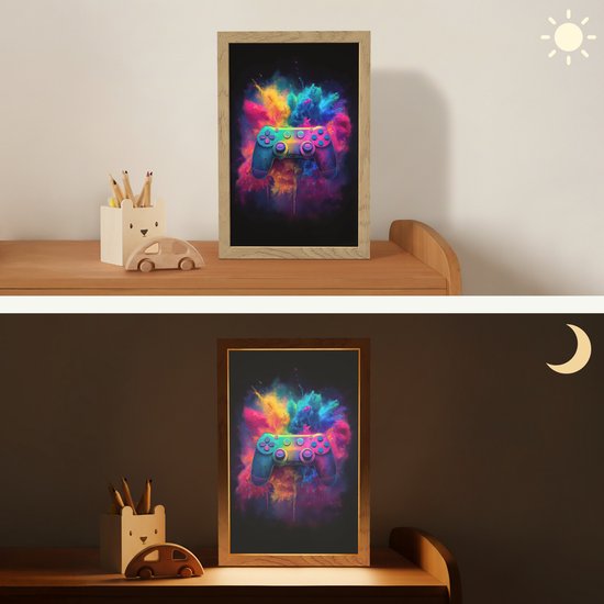 Nachtlampje 20x30 cm - Kinder lamp - Controller - Neon - Explosie - Kleurrijk - Tafellamp kinderkamer - Slaapkamer lamp - Bedlamp kinderen - Kinderlampje stopcontact - Wandlamp babykamer - Nachtlampjes van Merkloos — afbeelding 4