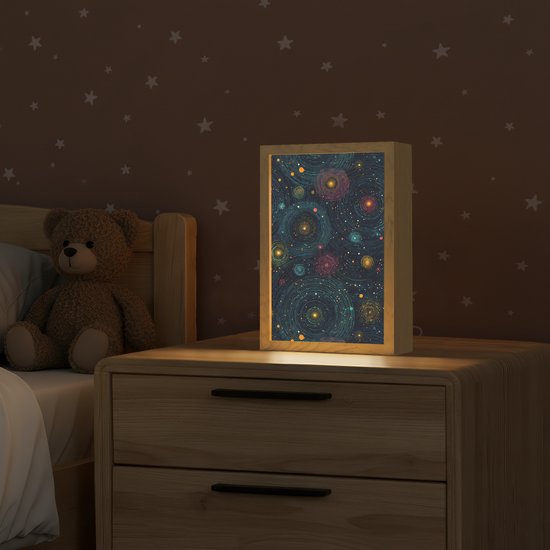Nachtlampje 20x30 cm - Kinder lamp - Sterren - Kleurrijk - Lichtgevende kernen - Tafellamp kinderkamer - Slaapkamer lamp - Bedlamp kinderen - Kinderlampje stopcontact - Wandlamp babykamer - Nachtlampjes van Merkloos — afbeelding 2