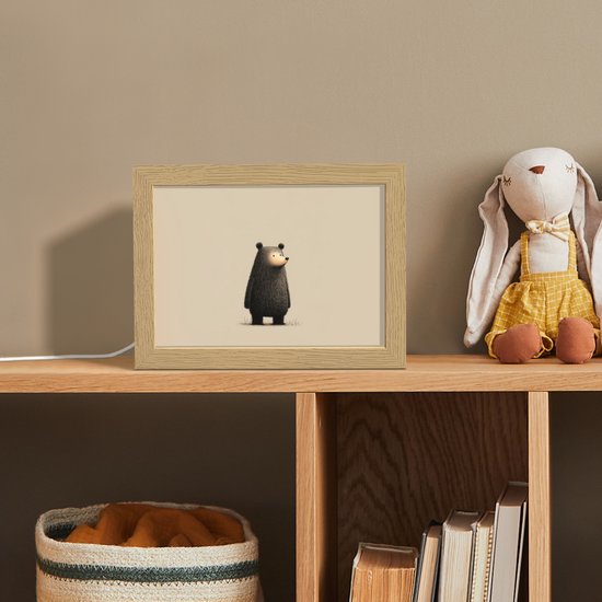 Nachtlampje 20x15 cm - Kinder lampje - Beer - Donkerbruin - Minimalistisch - Tafellamp kinderkamer - Slaapkamer lamp - Bedlamp kinderen - Kinderlampje stopcontact - Wandlamp babykamer - Nachtlampjes van Merkloos — afbeelding 3