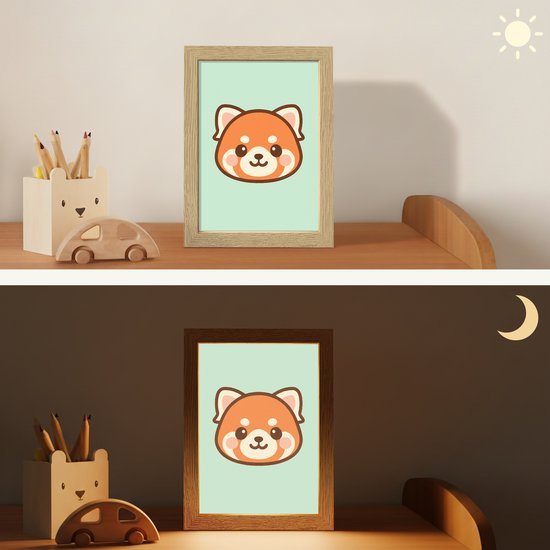 Nachtlampje 15x20 cm - Kinder lamp - Rode panda - Groen - Cartoon - Tafellamp kinderkamer - Slaapkamer lamp - Bedlamp kinderen - Kinderlampje stopcontact - Wandlamp babykamer - Nachtlampjes van Merkloos — afbeelding 4