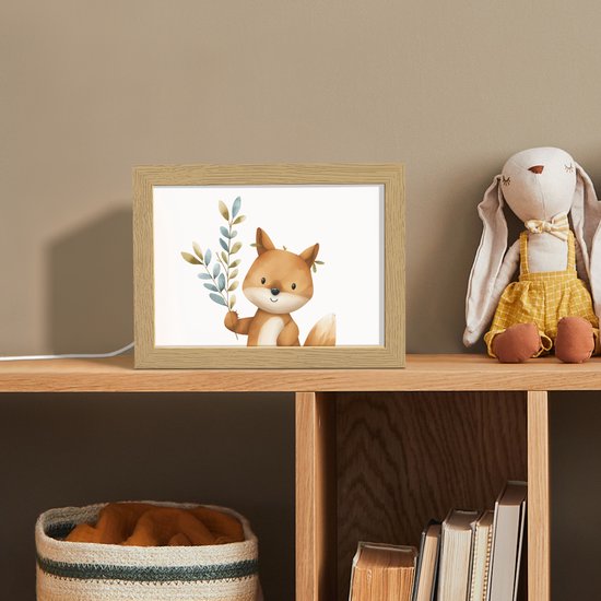 Nachtlampje 20x15 cm - Kinder lamp - Vos - Dier - Bosdieren - Tafellamp kinderkamer - Slaapkamer lamp - Bedlamp kinderen - Kinderlampje stopcontact - Wandlamp babykamer - Nachtlampjes van Merkloos — afbeelding 3