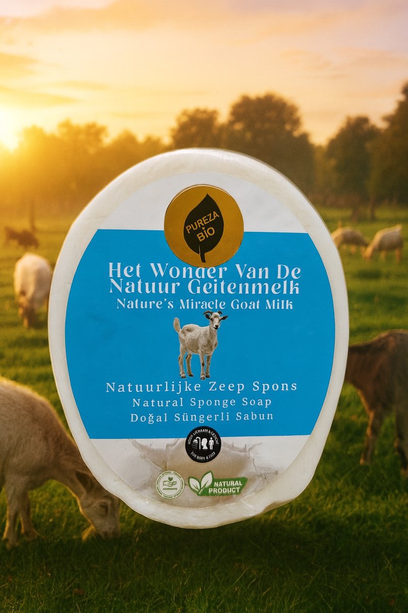 Geitenmelk / Zeep Spons / Sponge Soap / Biologisch en handgemaakt (Voor gezicht en lichaam)