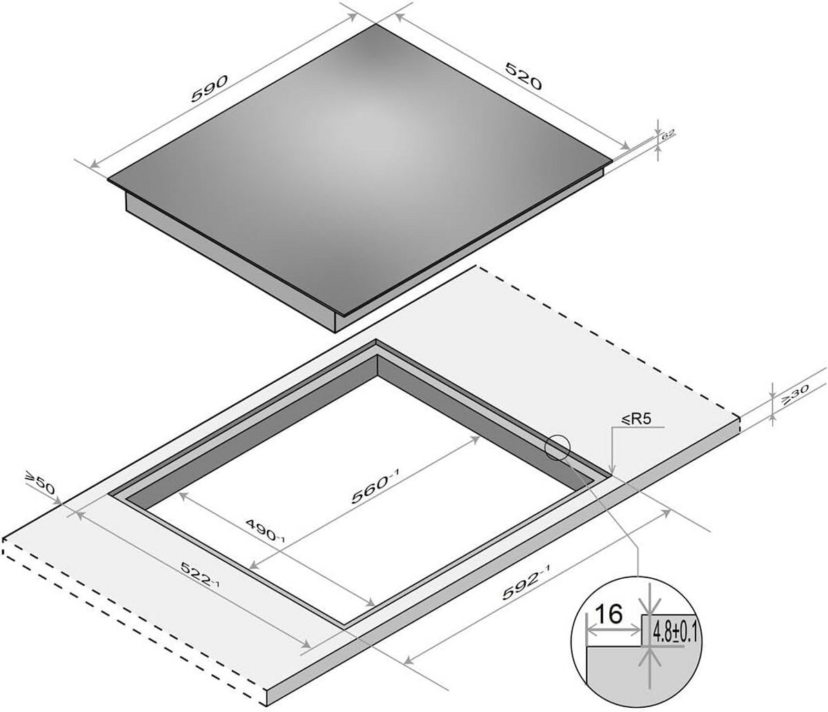 Inbouwkookplaat Inductie 60 cm met 4 Zones, Touch Control en Timer