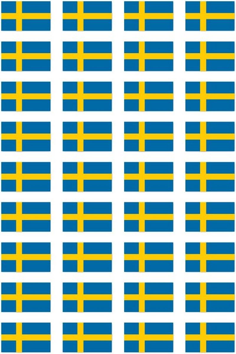 Zweedse Vlag Stickers (36 Stuks) - 25x15mm - Geschikt voor Auto, Koffer, Laptop