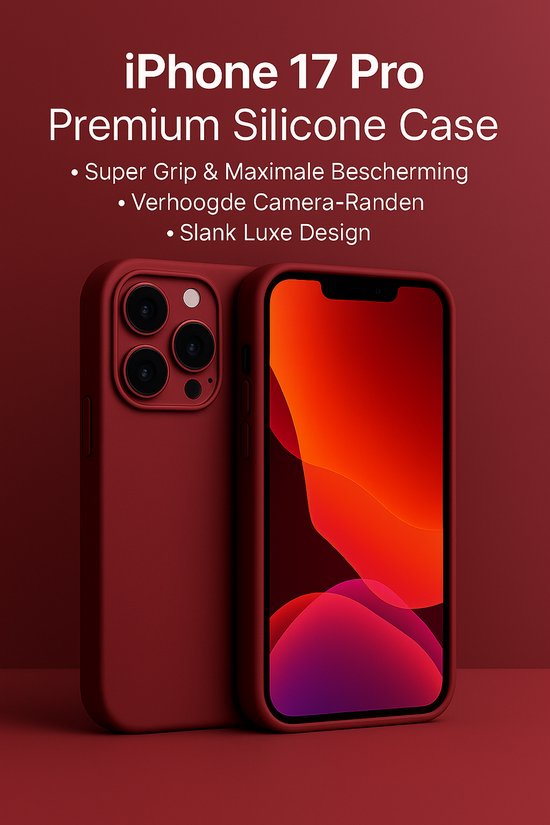 iPhone 17 Pro Premium Silicone Hoesje – Shockproof Case met Super Grip – Verhoogde Camera-Randen – Slank en Luxe Bescherming