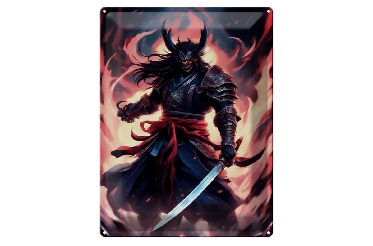 Blechschild 12x18cm Blutserwachter Sakura Samurai der Seelen