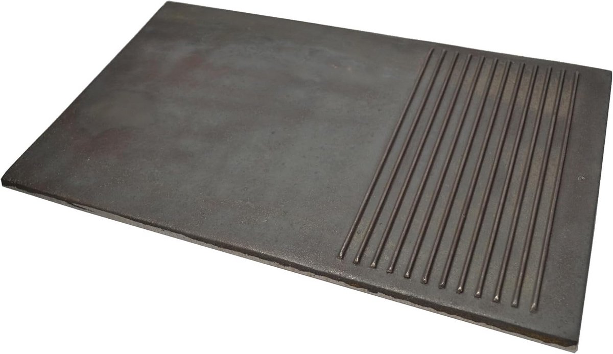 Dubbelzijdige Gietijzeren Grillplaat - Geribbeld & Glad - 50x30 cm - Voor BBQ, Oven en Houtkachel