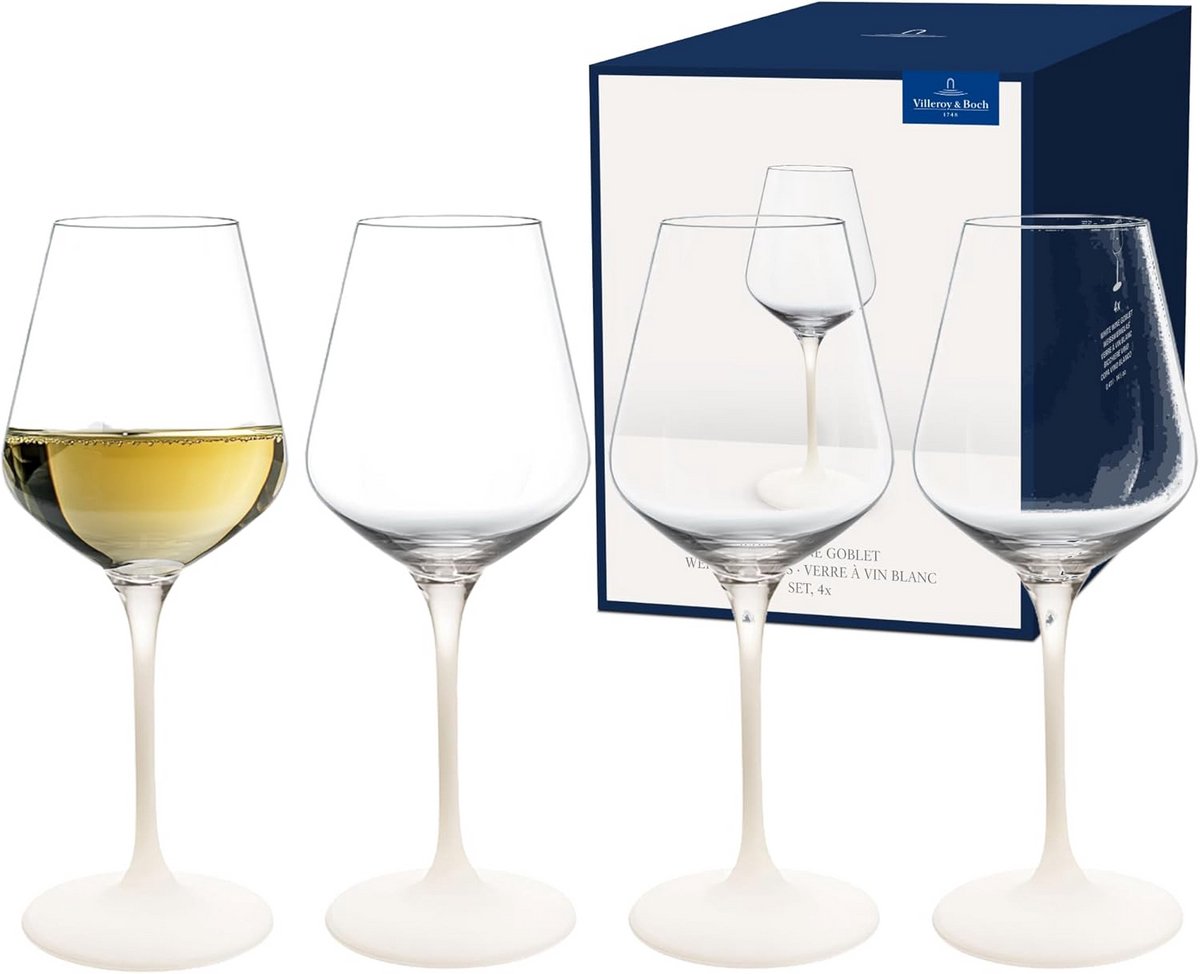Witte Wijnglazen Set van 4 Kristalglas Mat, 380 ml