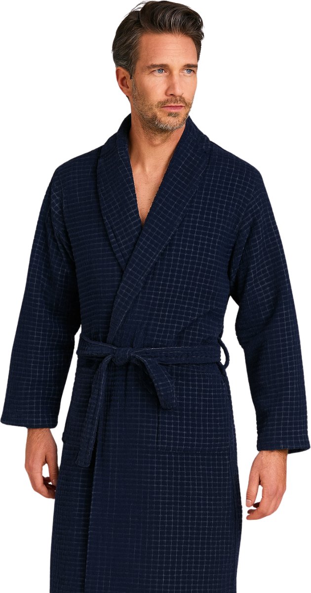 Heren badjas - warme & zachte badjas - fleece buitenkant - katoenen binnenkant - Hotel badjas - Sauna badjas - Relax Company - maat L/XL