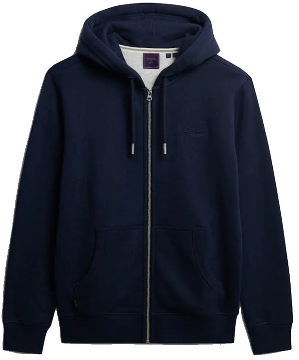 Superdry Vintage Logo Geborduurde Zip Hoodie Heren Hoodies Marineblauw