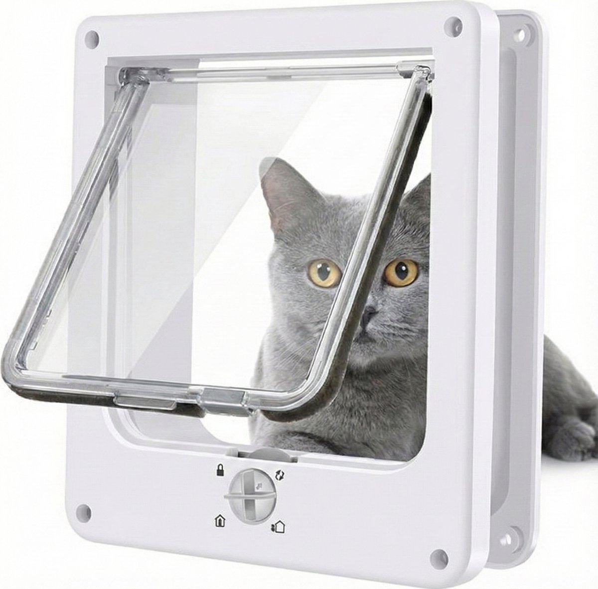 Dierboel Kattenluik Wit Maat L – Tunnel & 4 Vergrendelingen