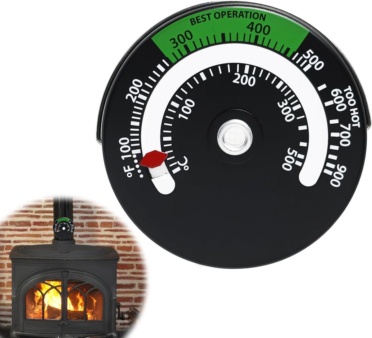 Magnetische Kachelthermometer voor Rookkanaal en Houtkachel - Temperatuurmeter