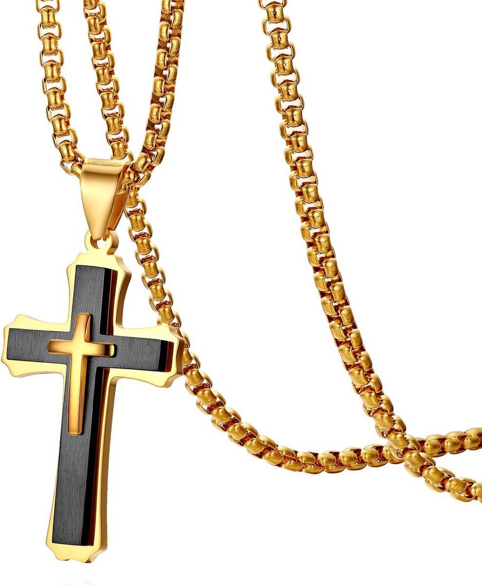 Heren RVS Kruis Hanger Ketting, Halsketting met 55 cm Collier