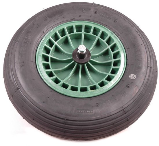 FORT 2PLy kruiwagenwiel 400x100mm, kunststof velg, kleur groen, luchtband van Fort — afbeelding 4