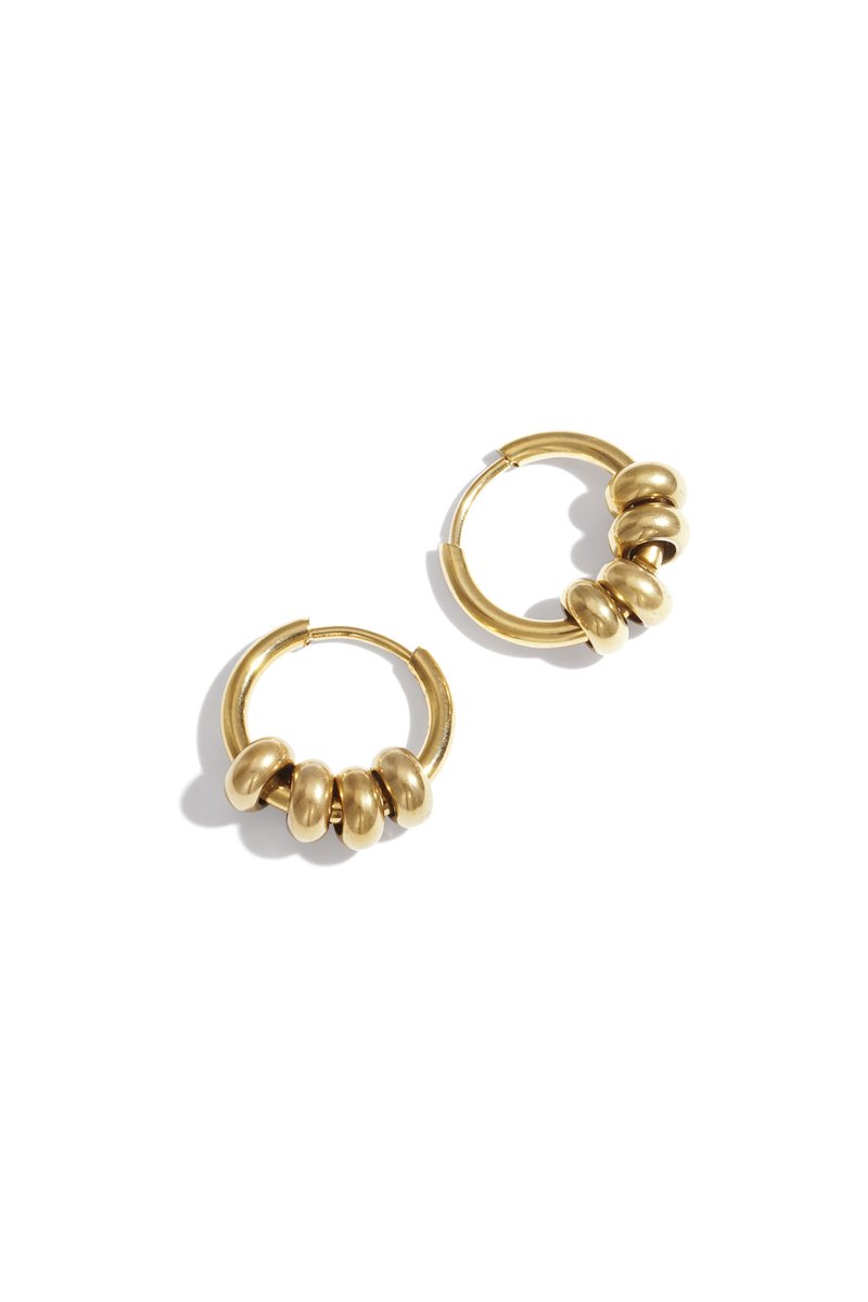Minimalistische oorringen kraaltjes - Stainless steel - Gouden oorbellen - Oorringen - Dames oorbellen - Oorbellen kralen - Yehwang - 1,80 x 1,60 cm - Kerst sieraden - Kerst cadeau - Sinterklaas - Moederdag - Valentijn - Cadeau voor dames