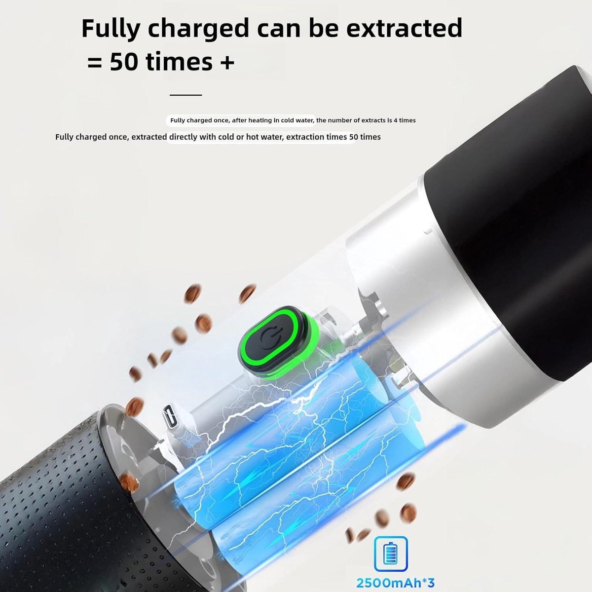 Espressomachine voor op reis - Elektrisch - Auto koffiezetapparaat - Zelfverwarmend - USB-C - Thuis en auto - Camping koffiezetapparaat - Draagbaar — cadeau in Kookcadeaus - foto 8