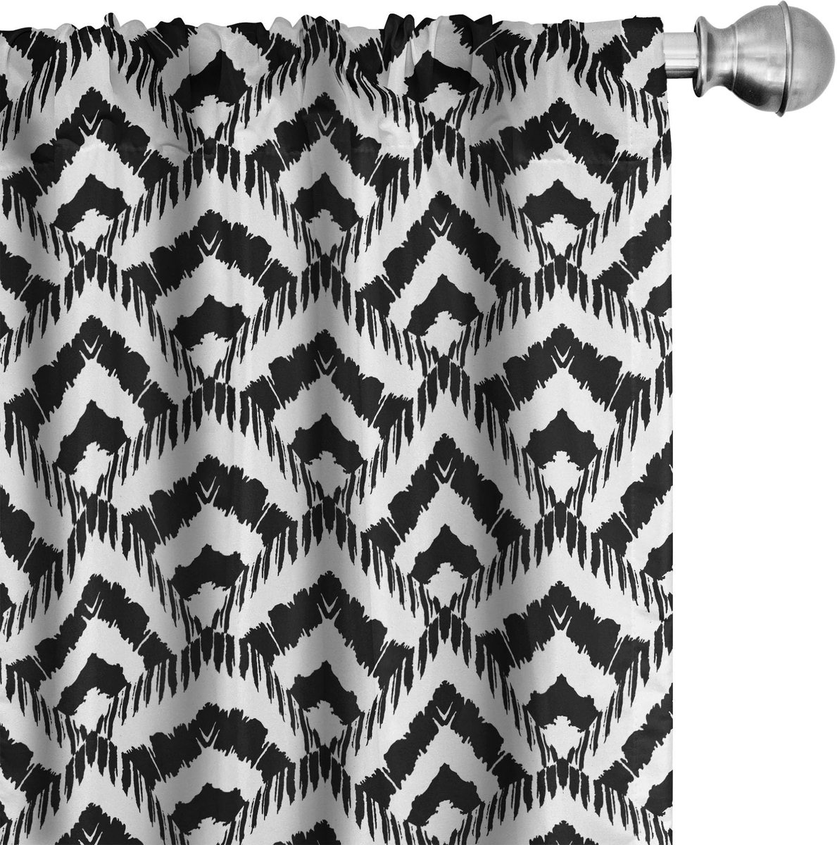 ABAKUHAUS Chevron gordijnen – 2x75x225 cm – microvezel – zwart-wit Wit Zwart